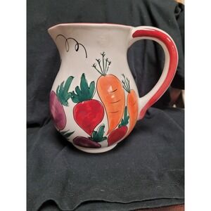 ZRIKE Hand Painted Ceramic Pitcher Large Vegetable Cottagecore Farmhouse Kitchen